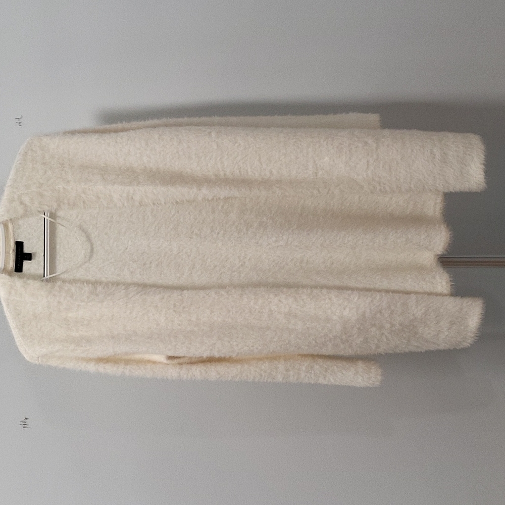 Banana Republic White/Ivory Eyelash Knit Open Long Cardigan Small